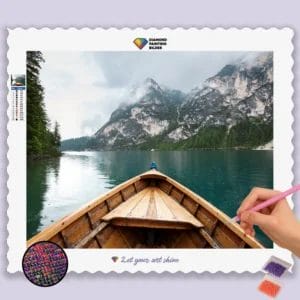 Mountains and boat in a lake