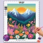 Flowers, Sunrise at Mountains
