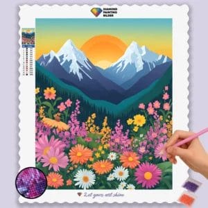 Flowers, Sunrise at Mountains