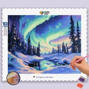 Nordlichter über verschneiter Landschaft