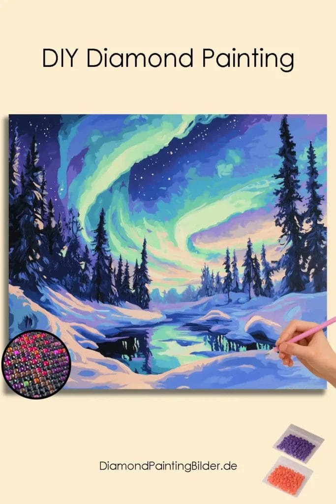 Nordlichter über verschneiter Landschaft