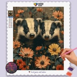 Badgers in Flowers