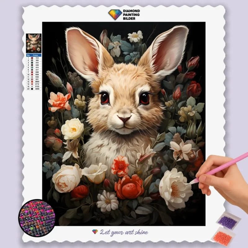 Baby Bunny and Flowers