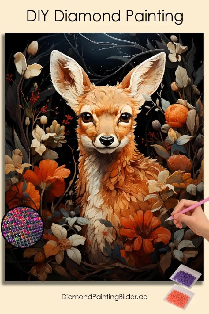 Cute Baby Deer and Flowers
