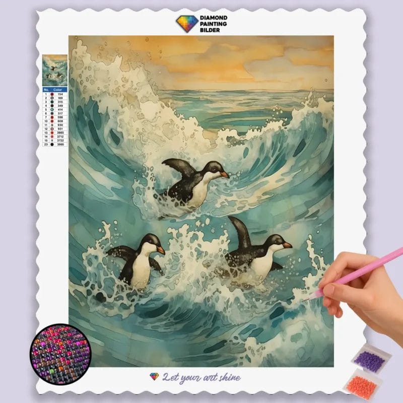 Penguin Surfing on Waves