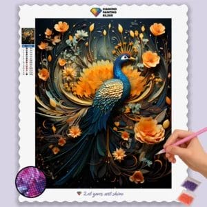 Peacock and Flowers