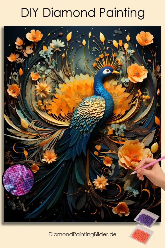 Peacock and Flowers