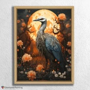 Crane and Flowers