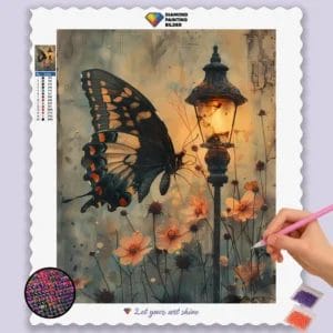 Butterfly near a light