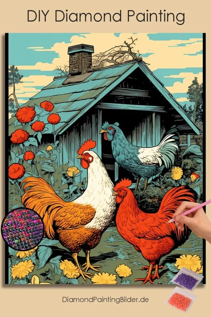 Cock and Hen, Cartoon Style