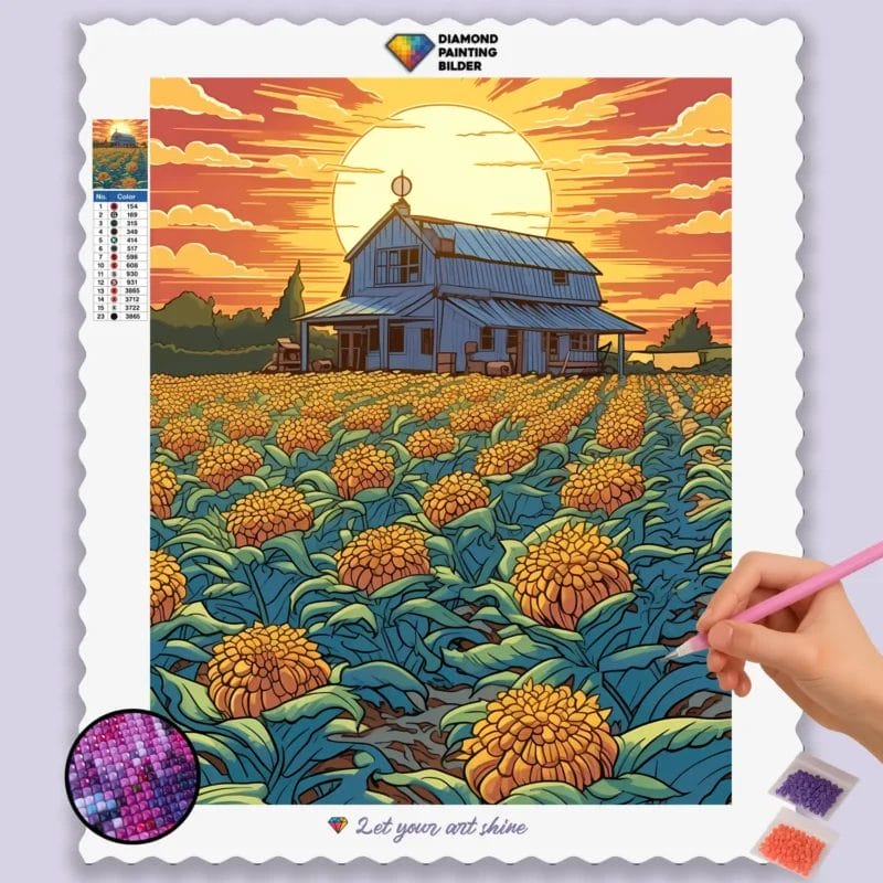 Flower Field and House