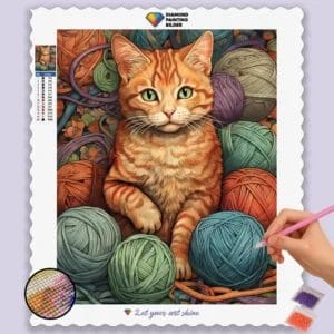 Cat with Yarn Balls