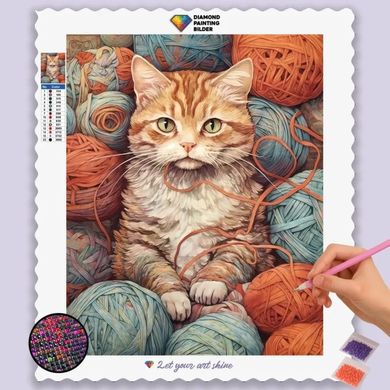 Amazing Cat with Yarn Balls
