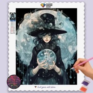 Witch with Crystal and Black Hat