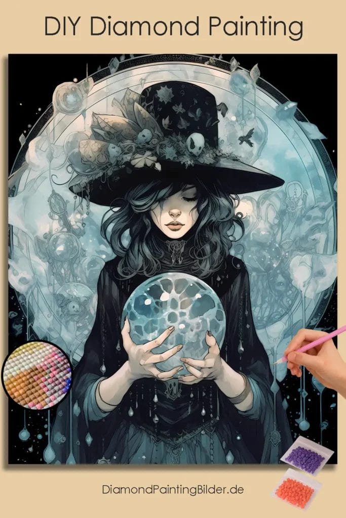 Witch with Crystal and Black Hat