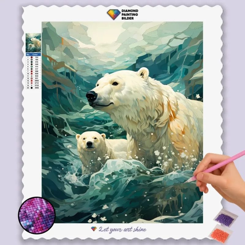 White Polar Bear in Sea
