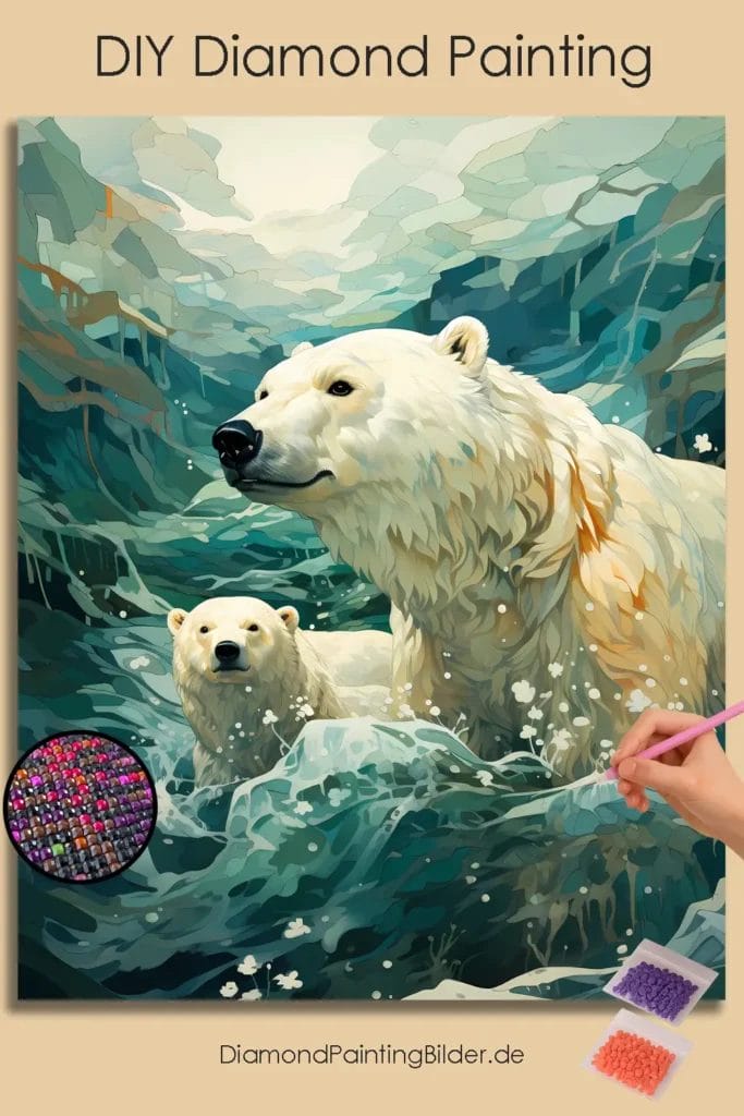 White Polar Bear in Sea