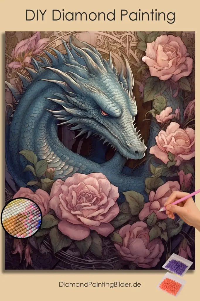 Dragon and Pink Flowers
