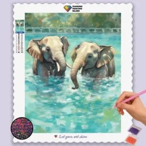 Cute Elephants in Water