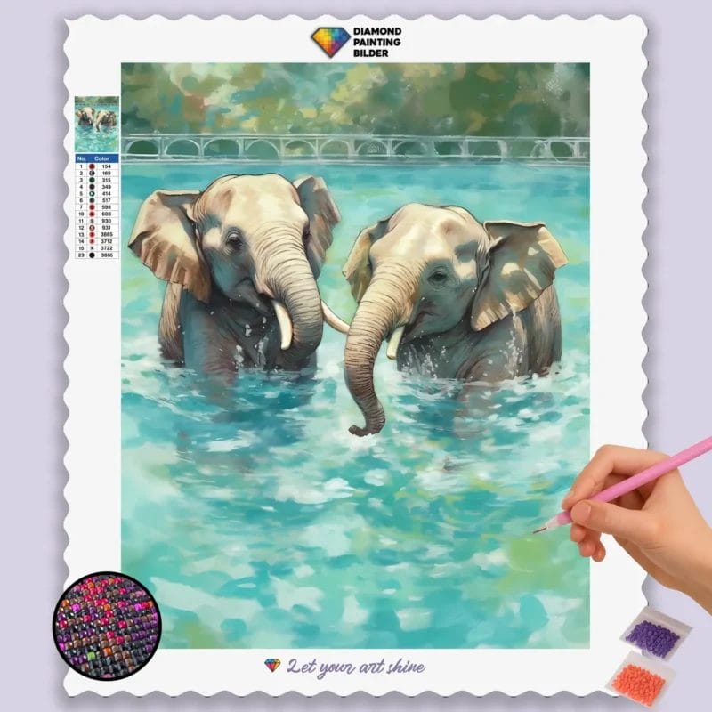 Cute Elephants in Water