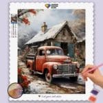 Winter House and Vintage Car