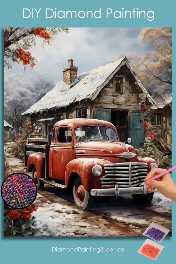 Winter House and Vintage Car