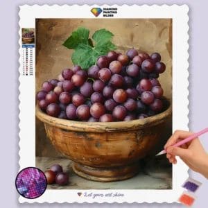 Deep Purple Grapes in a Bowl