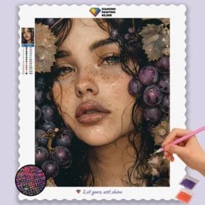 Beautiful Girl and Deep Purple Grapes