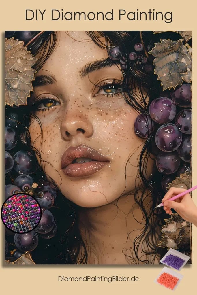 Beautiful Girl and Deep Purple Grapes