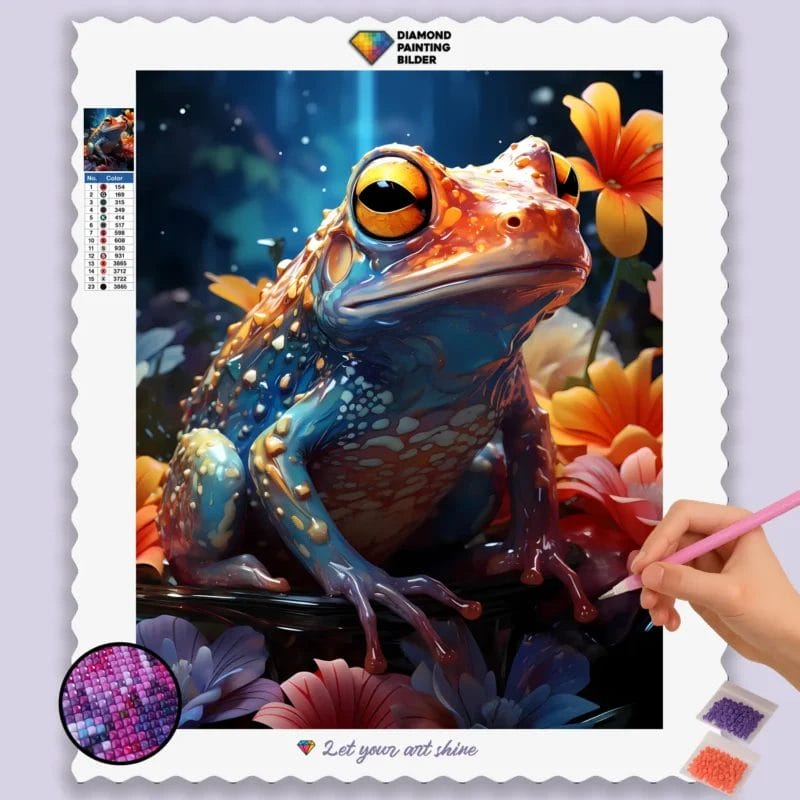 Colorful Frog Show thinking Here's the SEO-optimized content for "Colorful Frog": Produktname Bunter Frosch English Translation: Colorful Frog Produktbeschreibung Tauchen Sie ein in die lebendige Welt der Natur mit unserem fröhlichen Diamond Painting "Bunter Frosch"! Dieses bezaubernde Motiv fängt die schillernde Schönheit eines