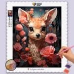 Cute Deer and Flowers