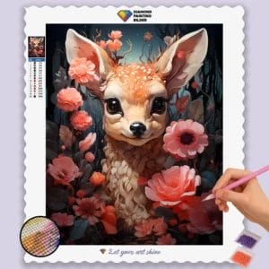 Cute Deer and Flowers
