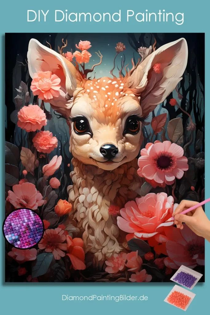 Cute Deer and Flowers