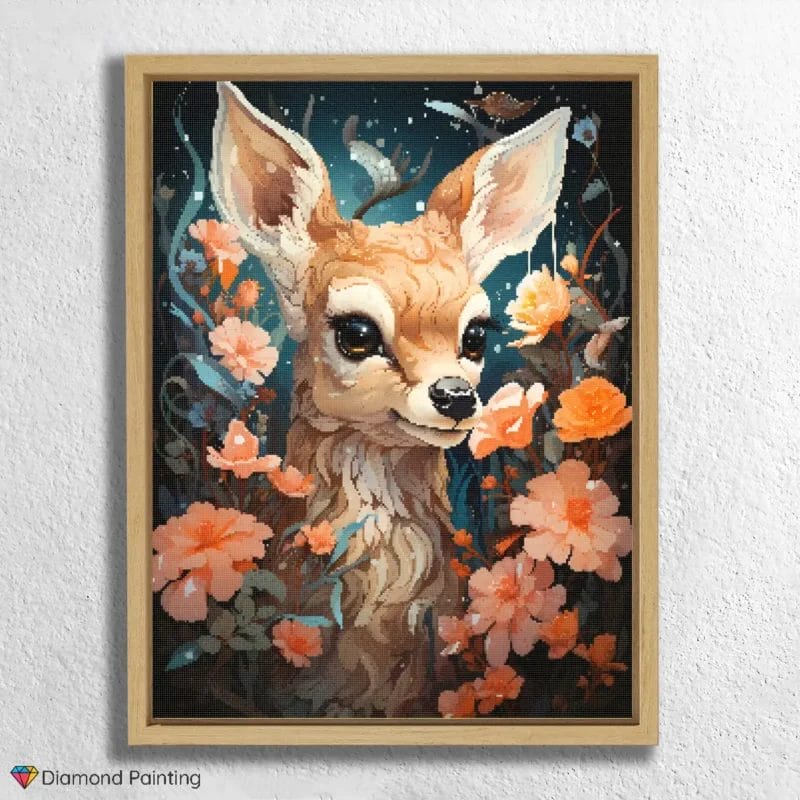 Baby Deer and Flowers