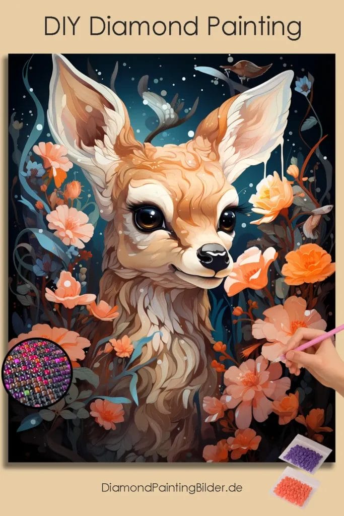 Baby Deer and Flowers