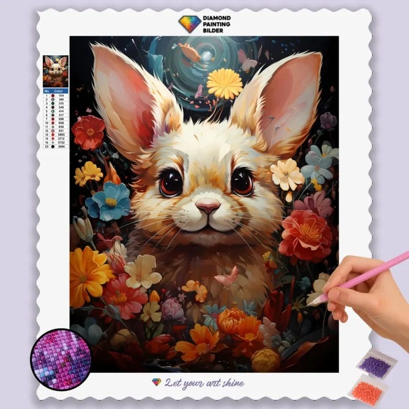 Cute Bunny in Flowers