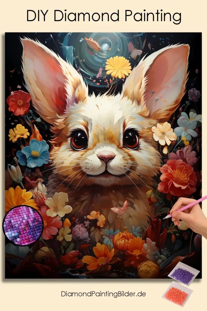 Cute Bunny in Flowers