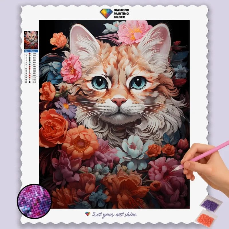 Flowers and Cat