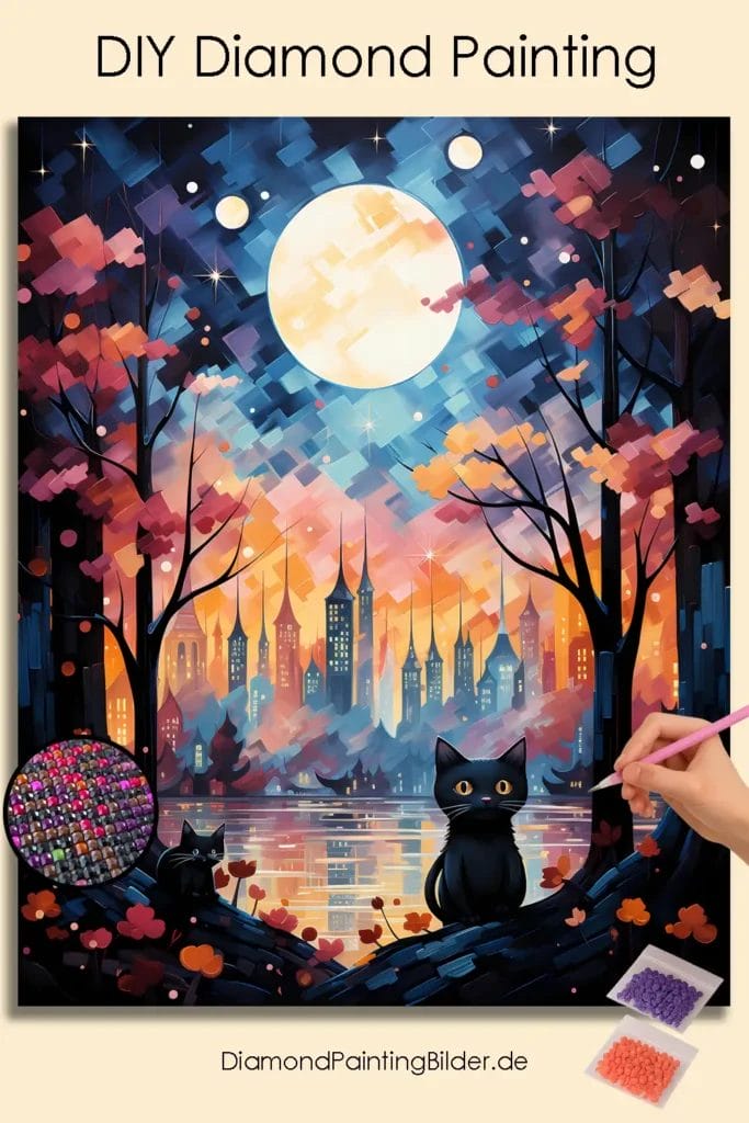 Black Cat and Cityscape