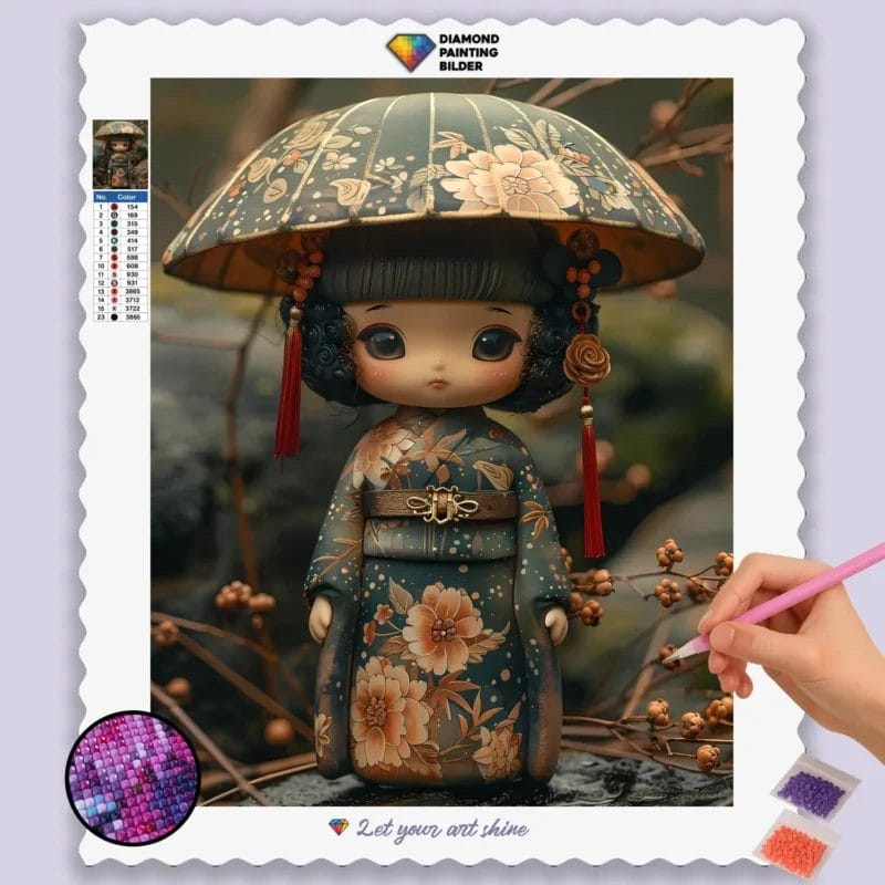 Cute Girl with Umbrella Kawaii
