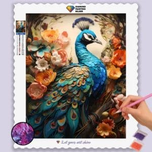 Colorful Flowers and Peacock