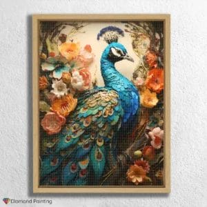 Colorful Flowers and Peacock