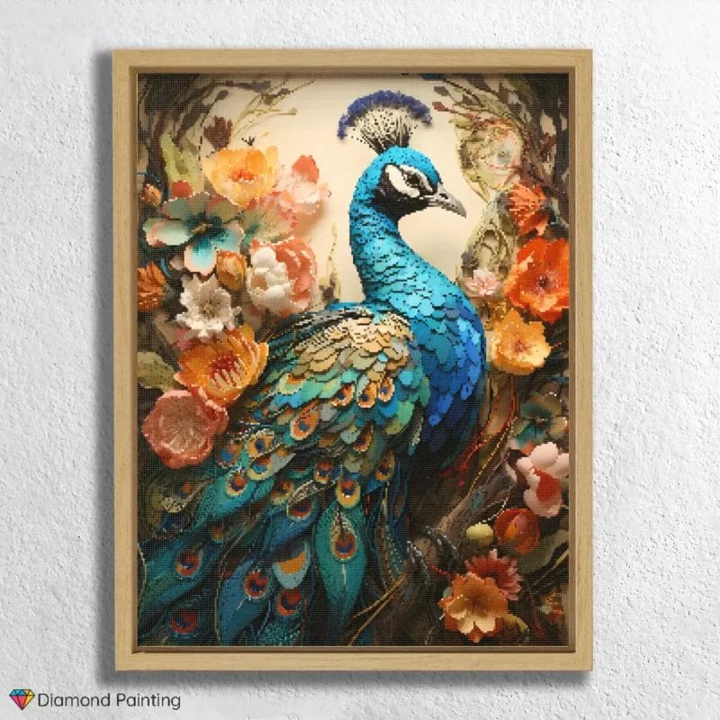Colorful Flowers and Peacock