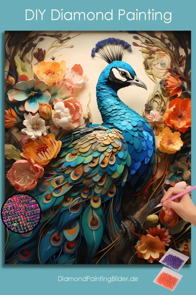 Colorful Flowers and Peacock