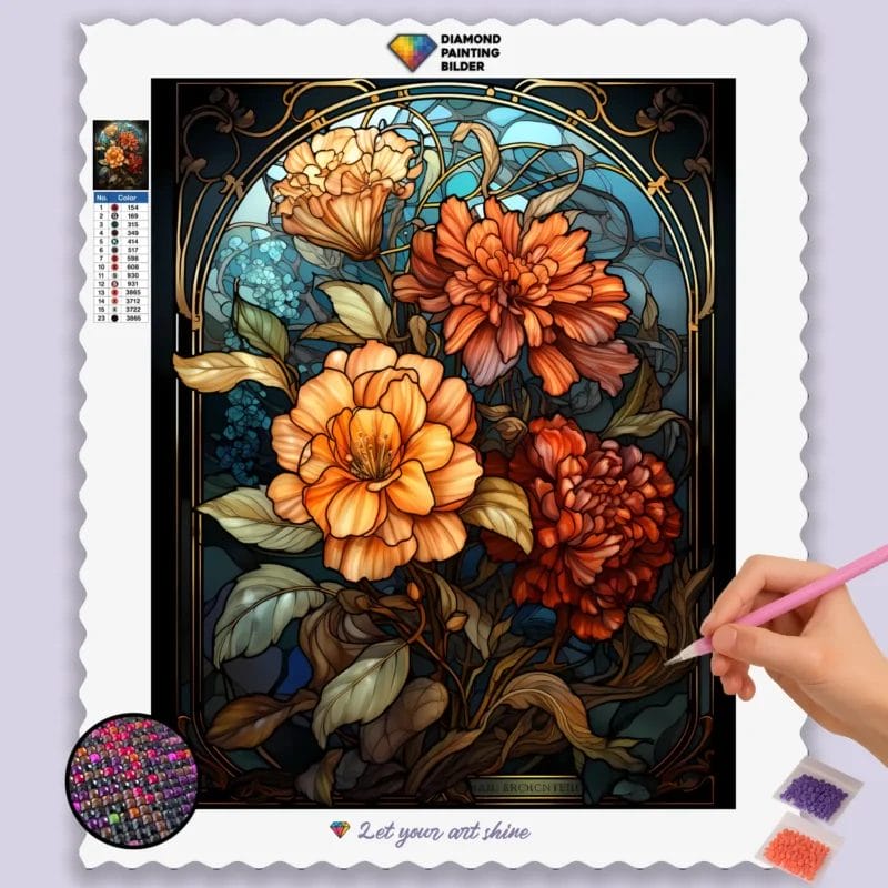 Colorful Flowers Stained Glass