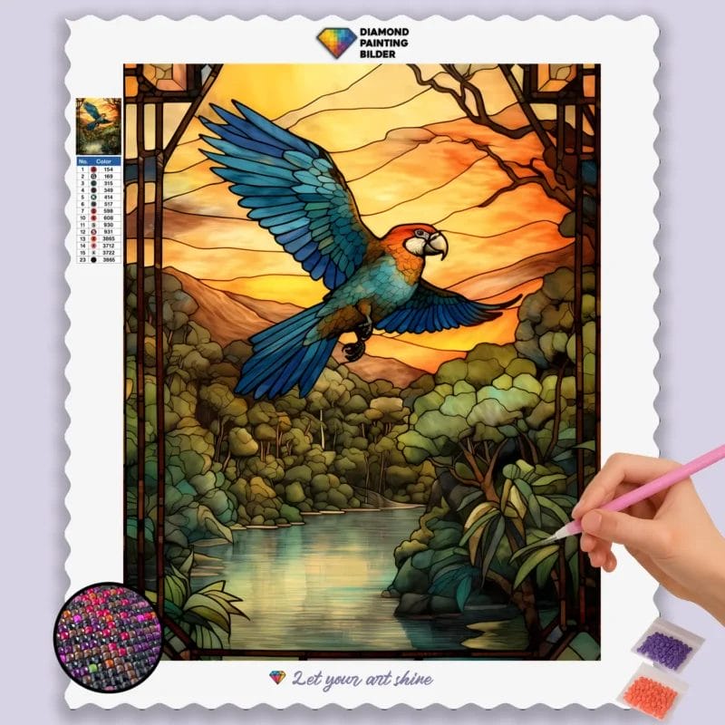Beautiful Parrot Stained Glass