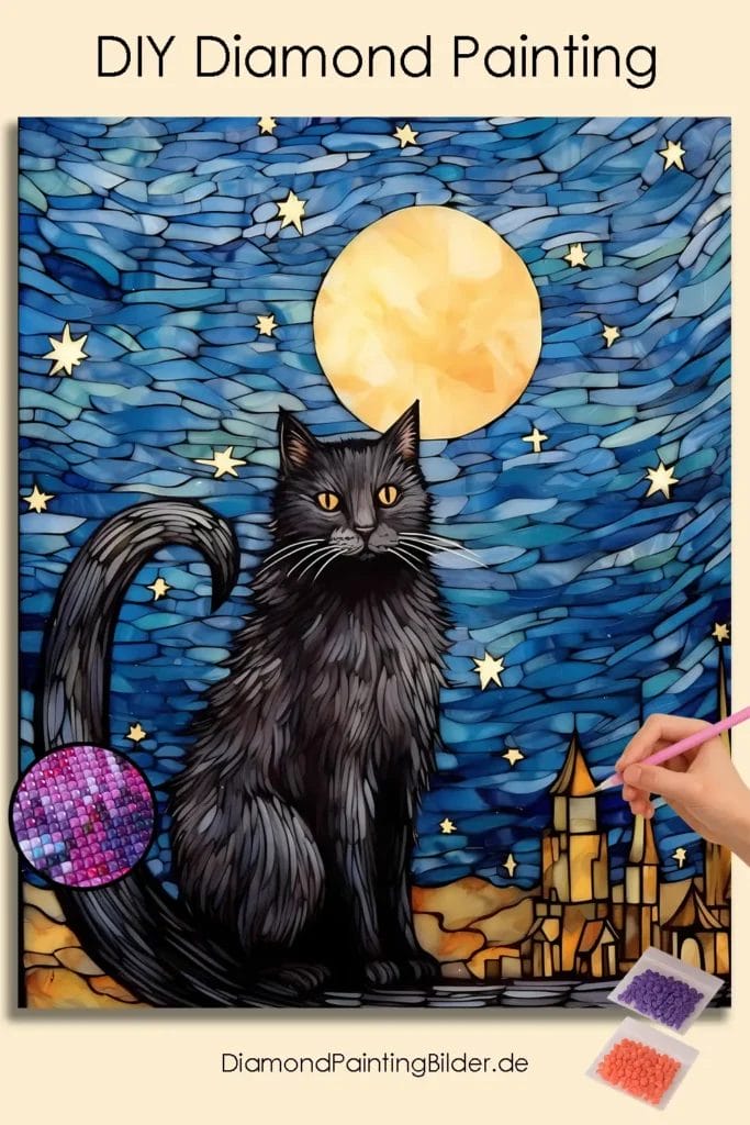 Black Cat and Moon