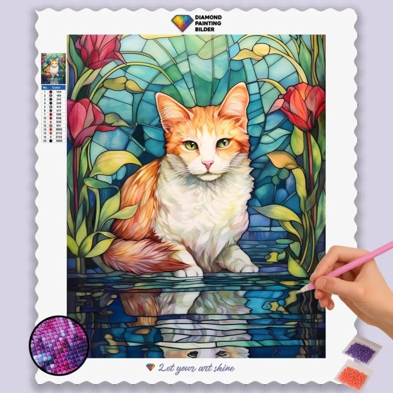 Cute Cat Stained Glass