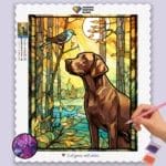 Dog and Bird Stained Glass