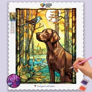 Dog and Bird Stained Glass